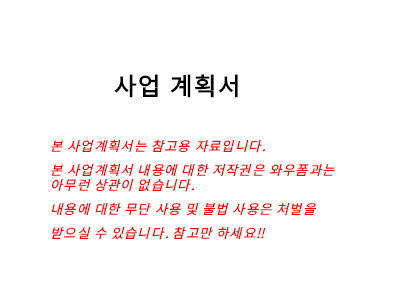 인터넷사업사업계획서(샘플)